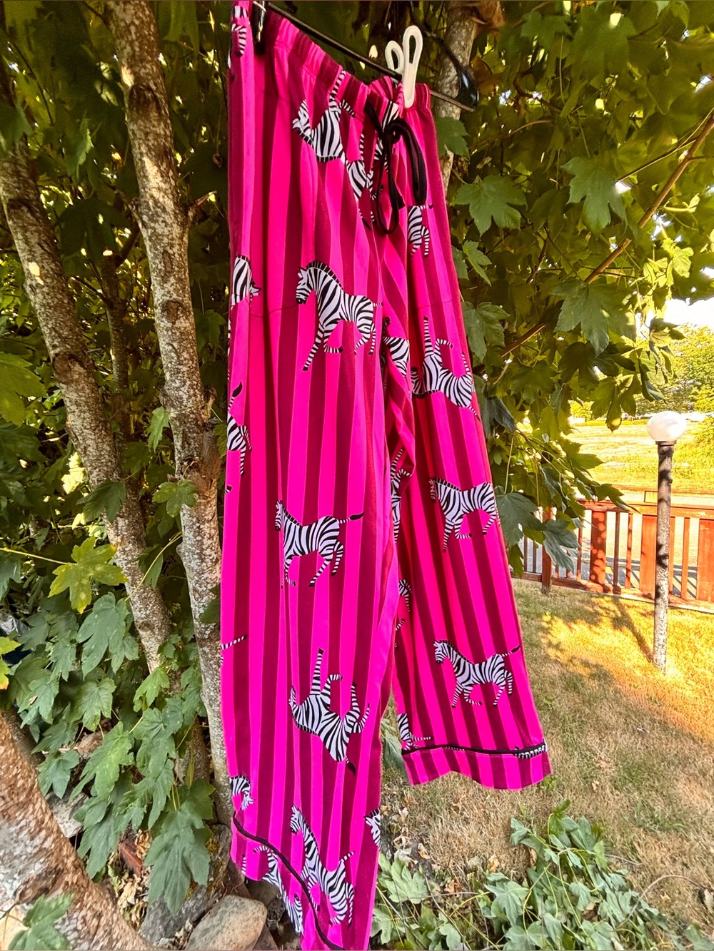 Women's Hot Pink Striped Zebra-Print Pajama Set Size XS - Picture 4 of 5